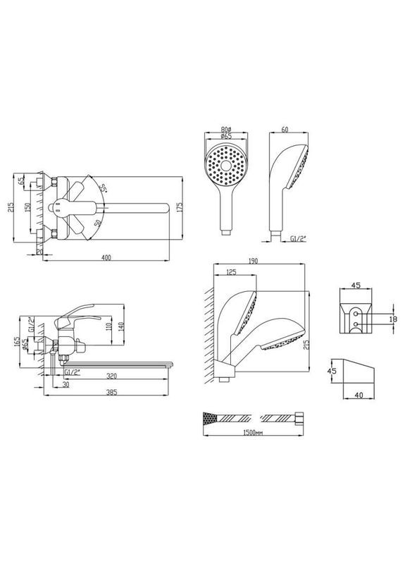 Смеситель для ванны (CRM) 41 86 005B-1 LIDZ (370289998)