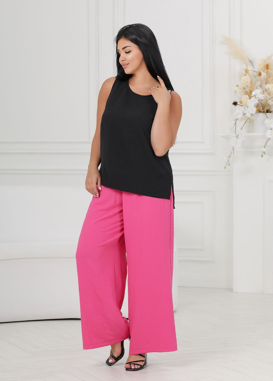 Брюки-палаццо женские свободного кроя из крепа No Brand (331015435)