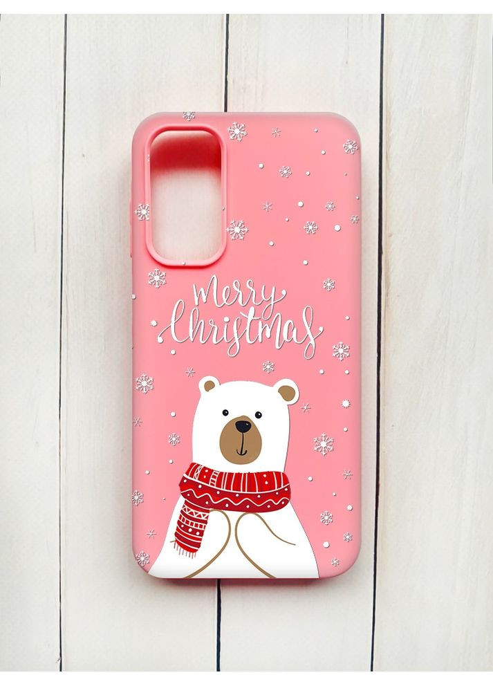 Матовий рожевий чохол на Samsung Galaxy A15 (A155) / M15 Ведмедик. З Різдвом (принт 146) Creative (362970764)
