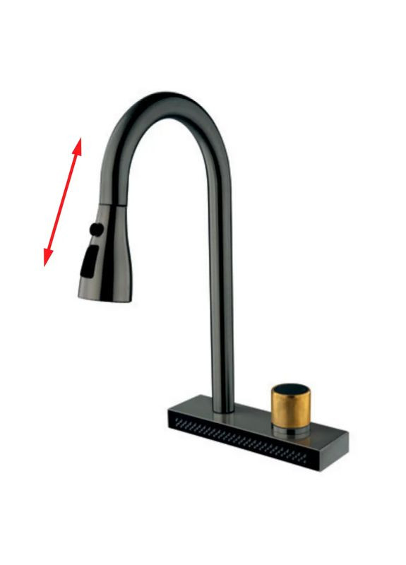 Смеситель для кухни FOL-014 Graphite с выдвижной лейкой и функ."водопад" из нерж.стали (цвет Mixxus (321204886)