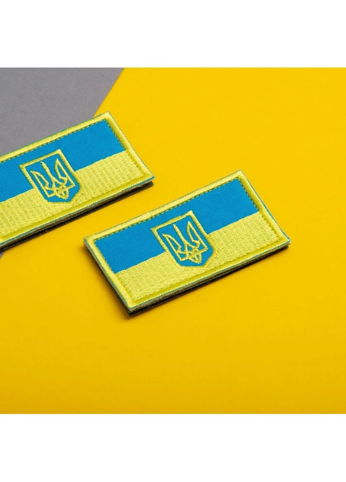 Набір шевронів 2 шт з липучкою Прапор України з Тризубцем 5х8,2 см вишитий патч нашивка шеврон Україна IDEIA (386252540)