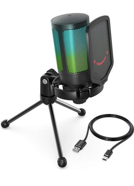 Микрофон конденсаторный настольный игровой A6V AMPLIGAME (A6V) с поп-фильтром / Black Fifine (351503885)