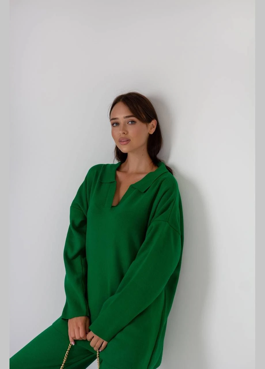 Костюм поло трикотажный oversize 325821 зеленый АМА (292714218)