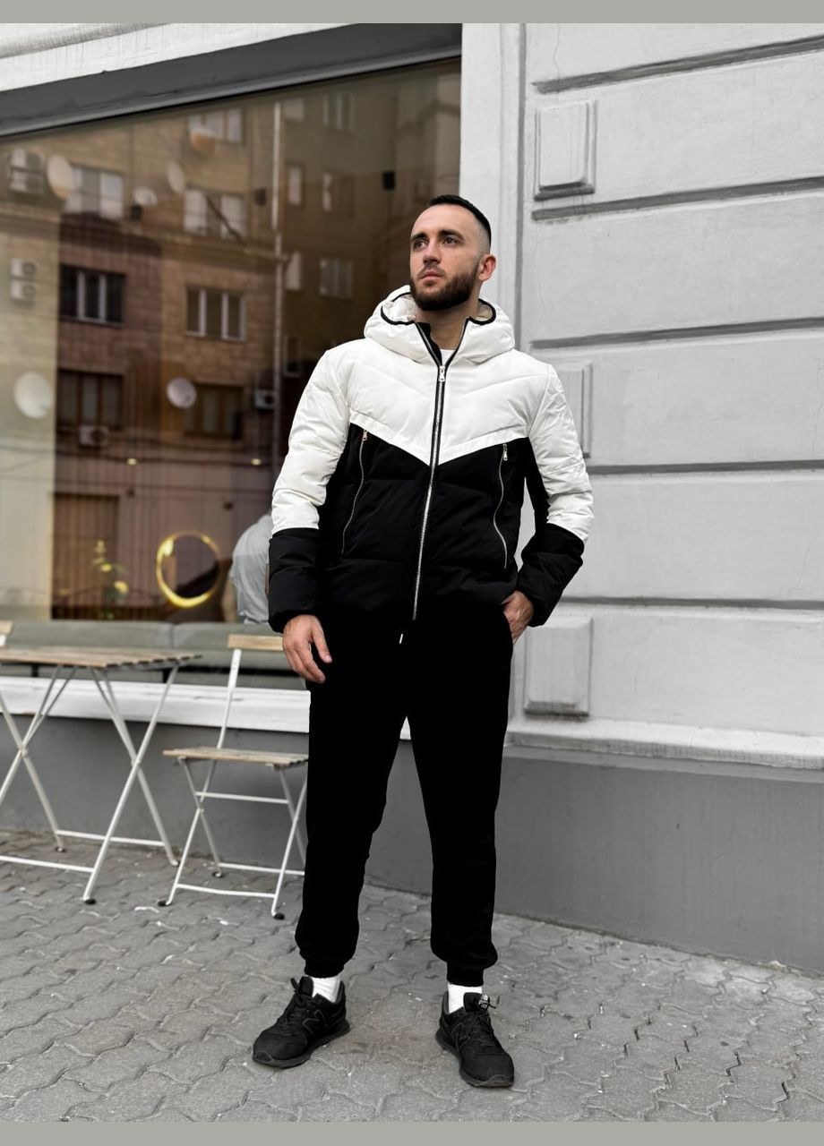 Молочна демісезонна стильна пухова куртка на демісезон-єврозиму Vakko