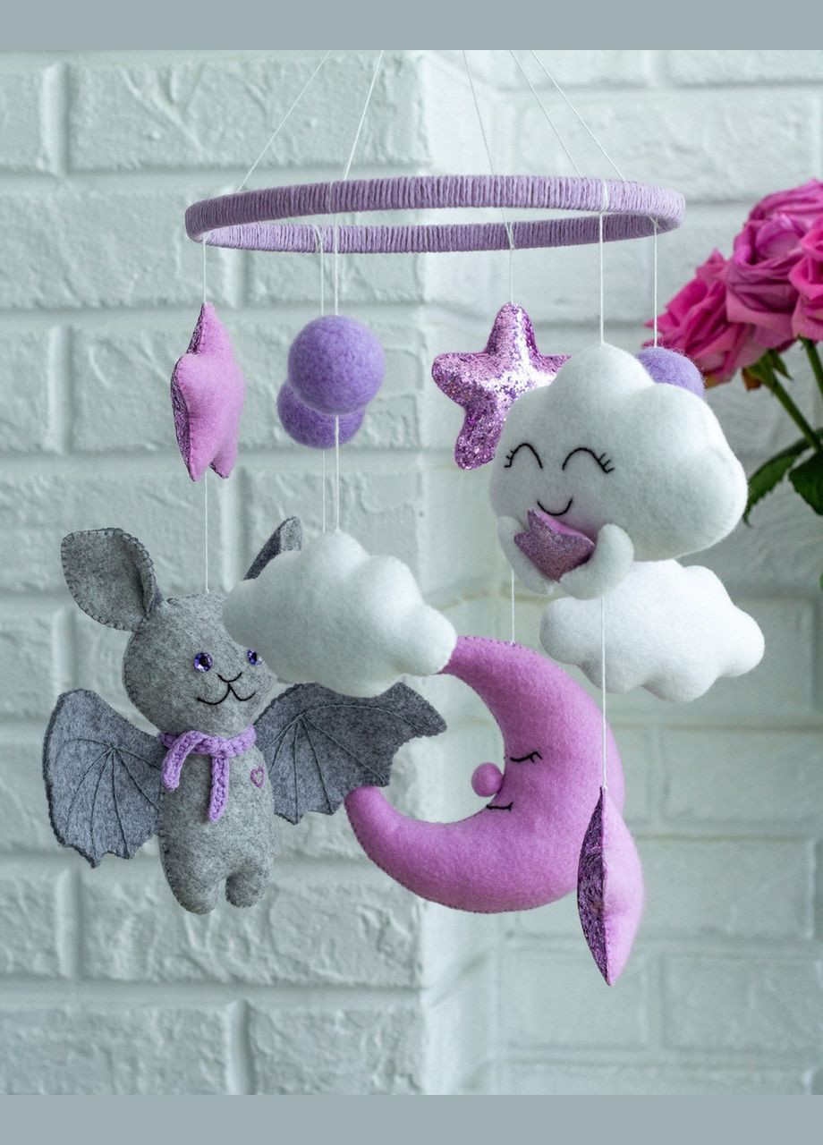 Дитячий музичний мобіль на ліжечко для немовлят WooolyWool «Лавандовий» з 35 мелодіями No Brand (342757987)