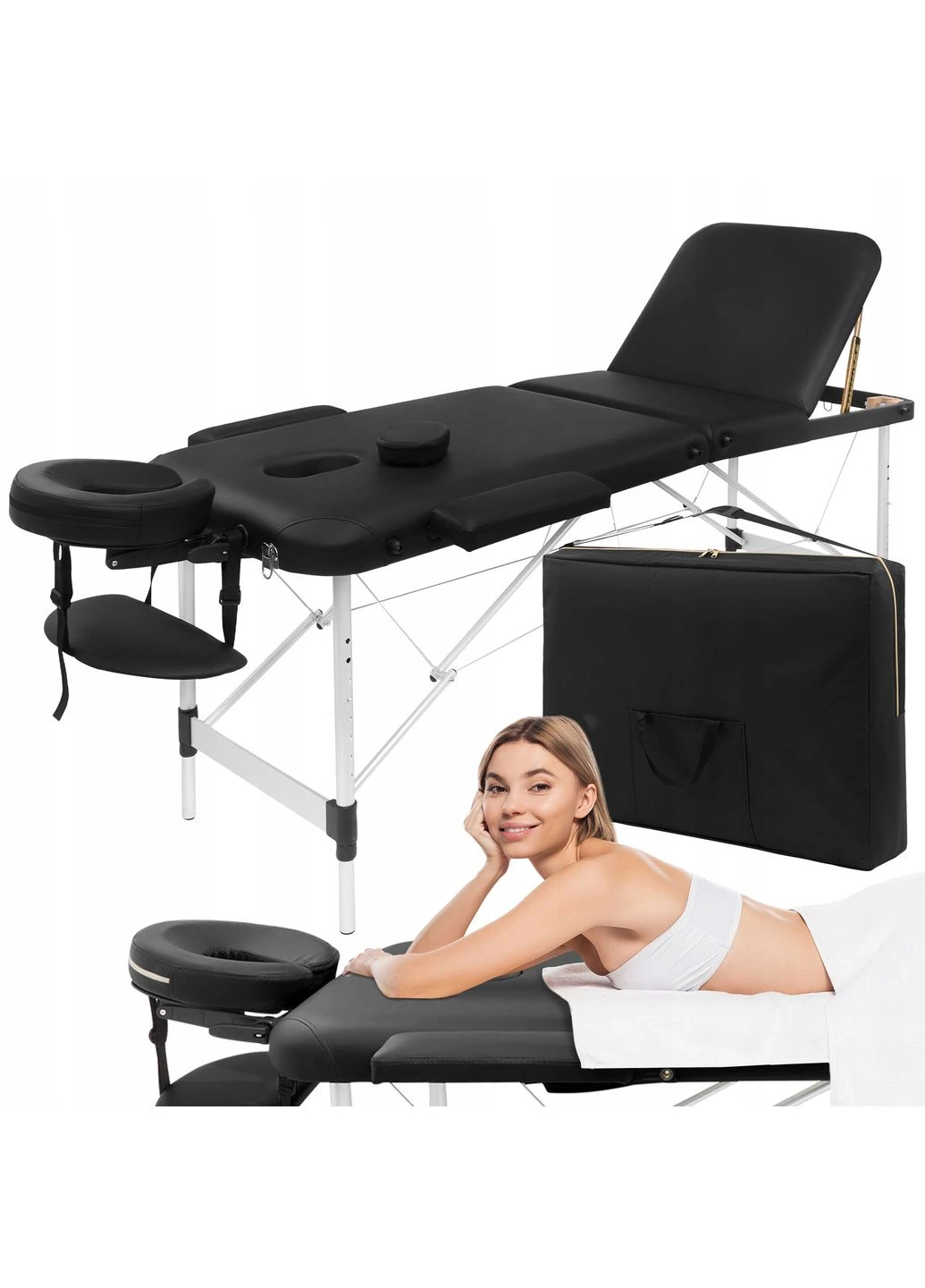 Масажний стіл складний Massage Table+ Alu W60 Black () 4FIZJO P-5907739318381 (385681286)