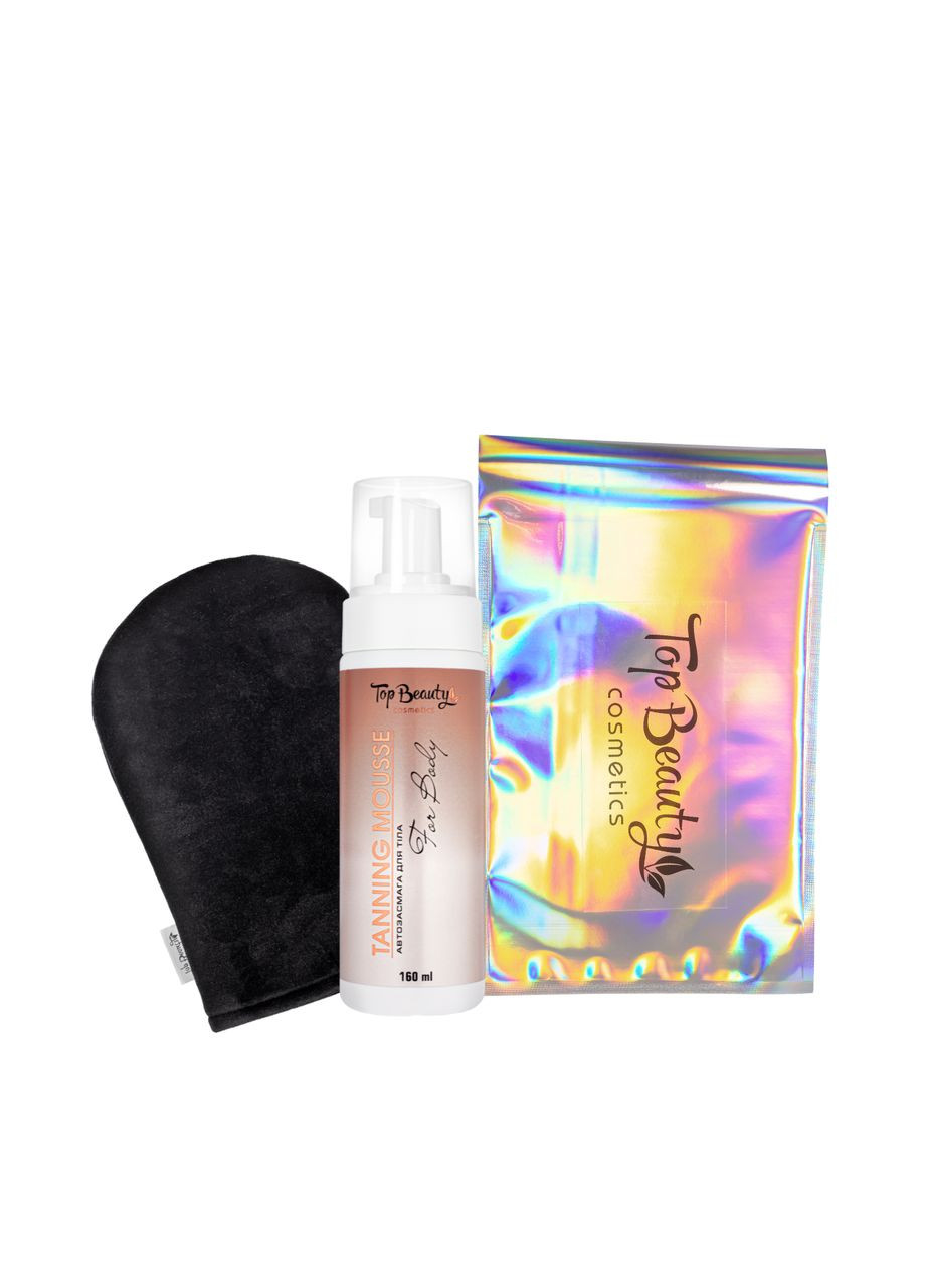 Автозасмага для тіла з рукавичкою Tanning Mousse, 160 мл Top Beauty (302725358)