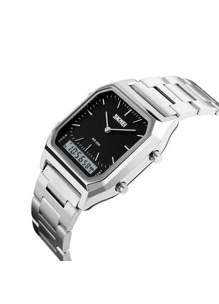 Годинник 1220SIBK Silver Black | Чоловічий електронний годинник з підсвіткою, секундоміром та будильником Skmei (358651051)