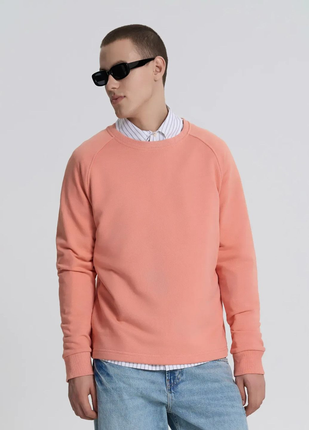 Коралловый свитшот мужской Роза однотонный без декора (338189020)