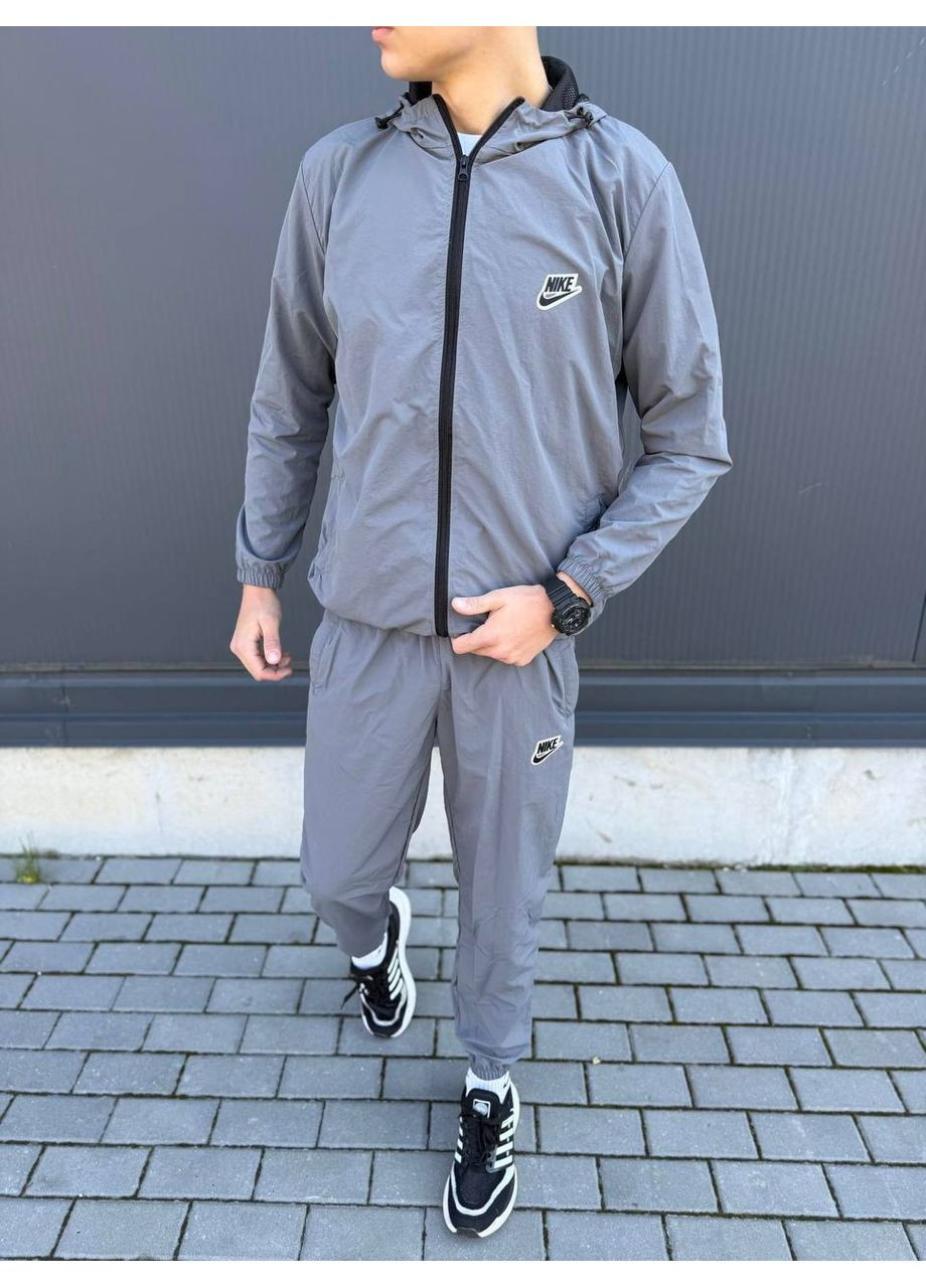 Серый демисезонный костюм плащевка креш,nike,штаны и кофта Україна