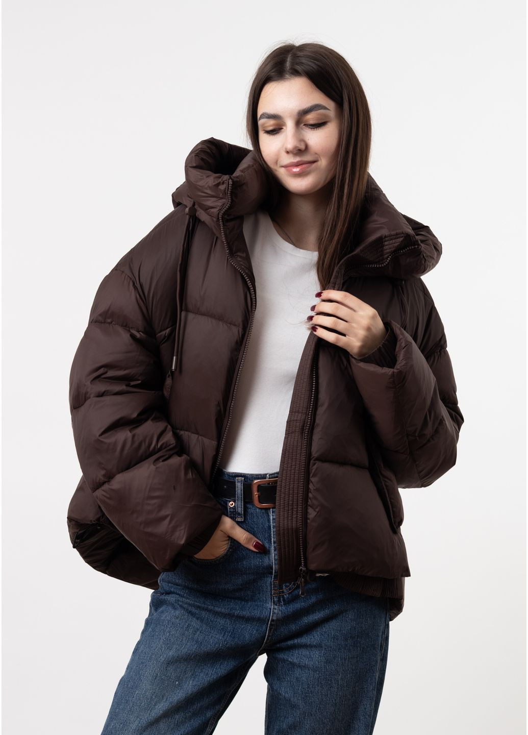 Темно-коричневый зимний Пуховик Towmy