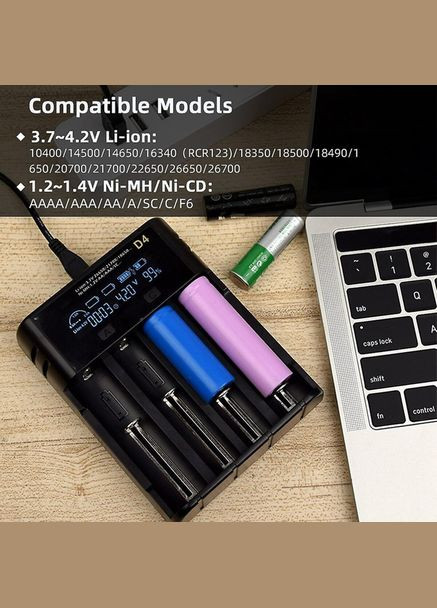 Зарядное устройство для 4 аккумуляторов Battery Charger with LED Indicator For 4 Display Essager (304140665)
