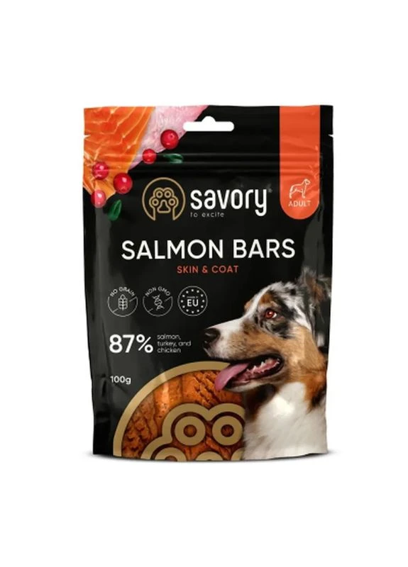 Ласощі для собак Bars With Salmon 100 г (4820261921106) Savory (398418777)