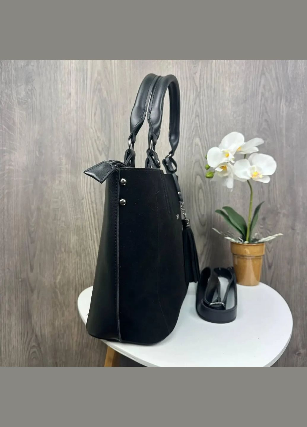 Сумка жіноча замшева чорна No Brand (322583033)