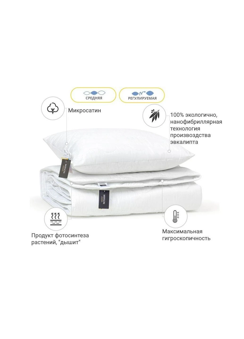 Одеяло Набор Эвкалиптовый №1699 Eco Light White Одеяло 172 * 205 + (ek43293) Mirson Набор Эвкалиптовый 1699 Eco Light White Одеяло 172 (392401015)