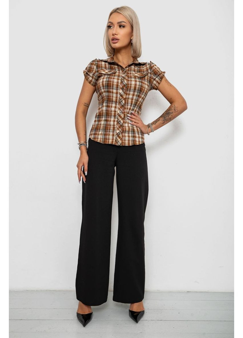 Коричневая рубашка женская в клетку,, 230r065 Ager