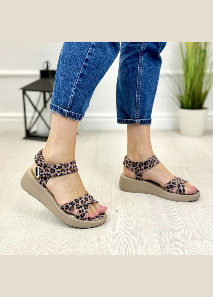Босоніжки жіночі шкіряні леопардові, на липучці. 39 розмір Vasha para (342324994)