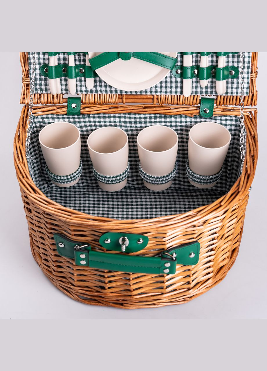 Корзина плетеная для пикника с посудой на 4 персоны 41х31х22 см набор посуды туристический для кемпинга LUGI (331162740)