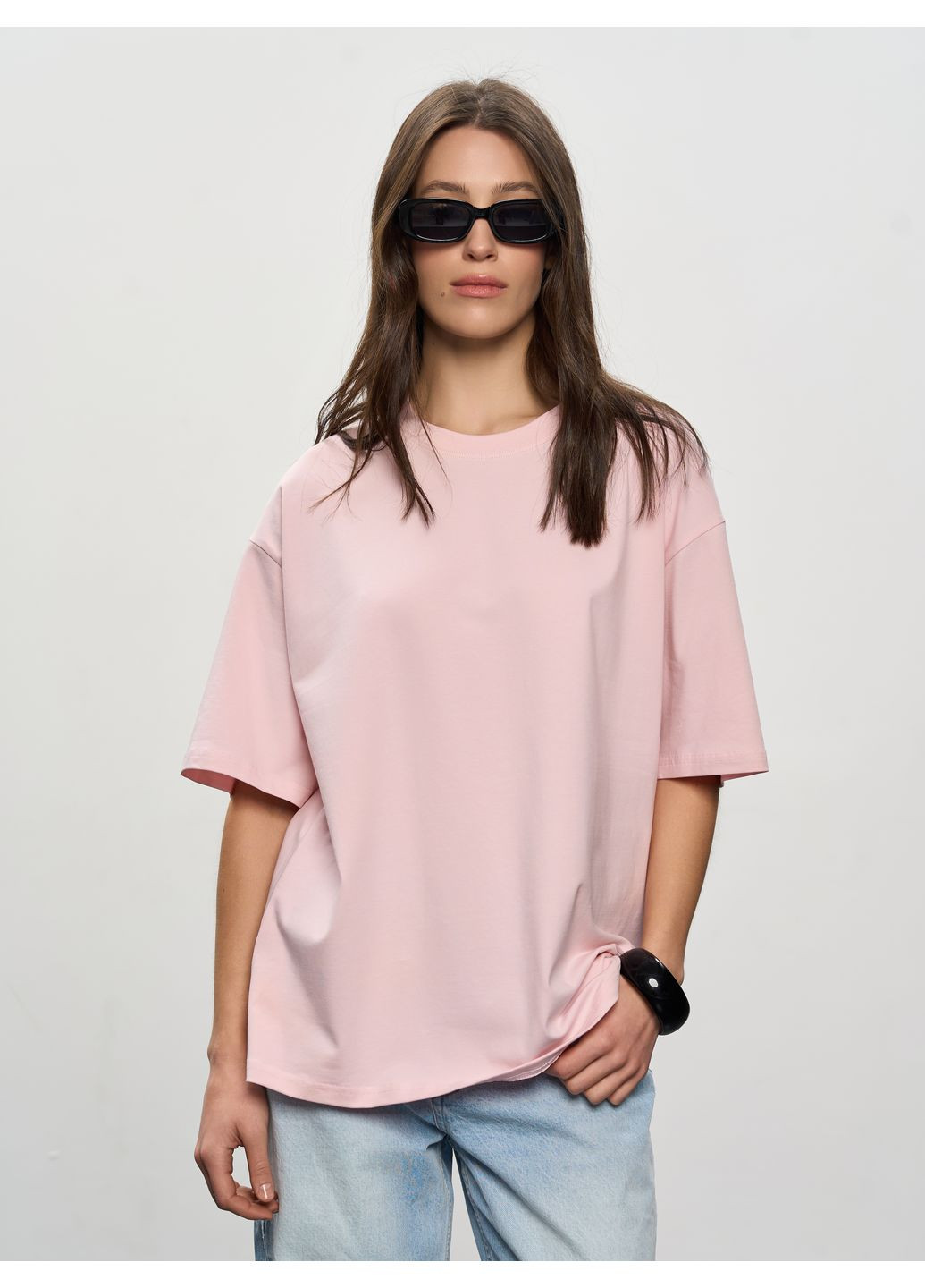 Футболка-оверсайз женская пудрового цвета ТФ РОЗА Роза - (369036523)