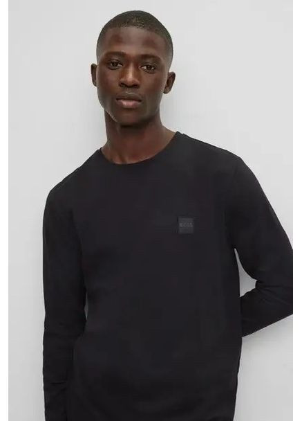 Лонгслів чоловічий Hugo Boss CLASSIC LOGO логотип чорний повсякденні, кежуали бавовна органічна