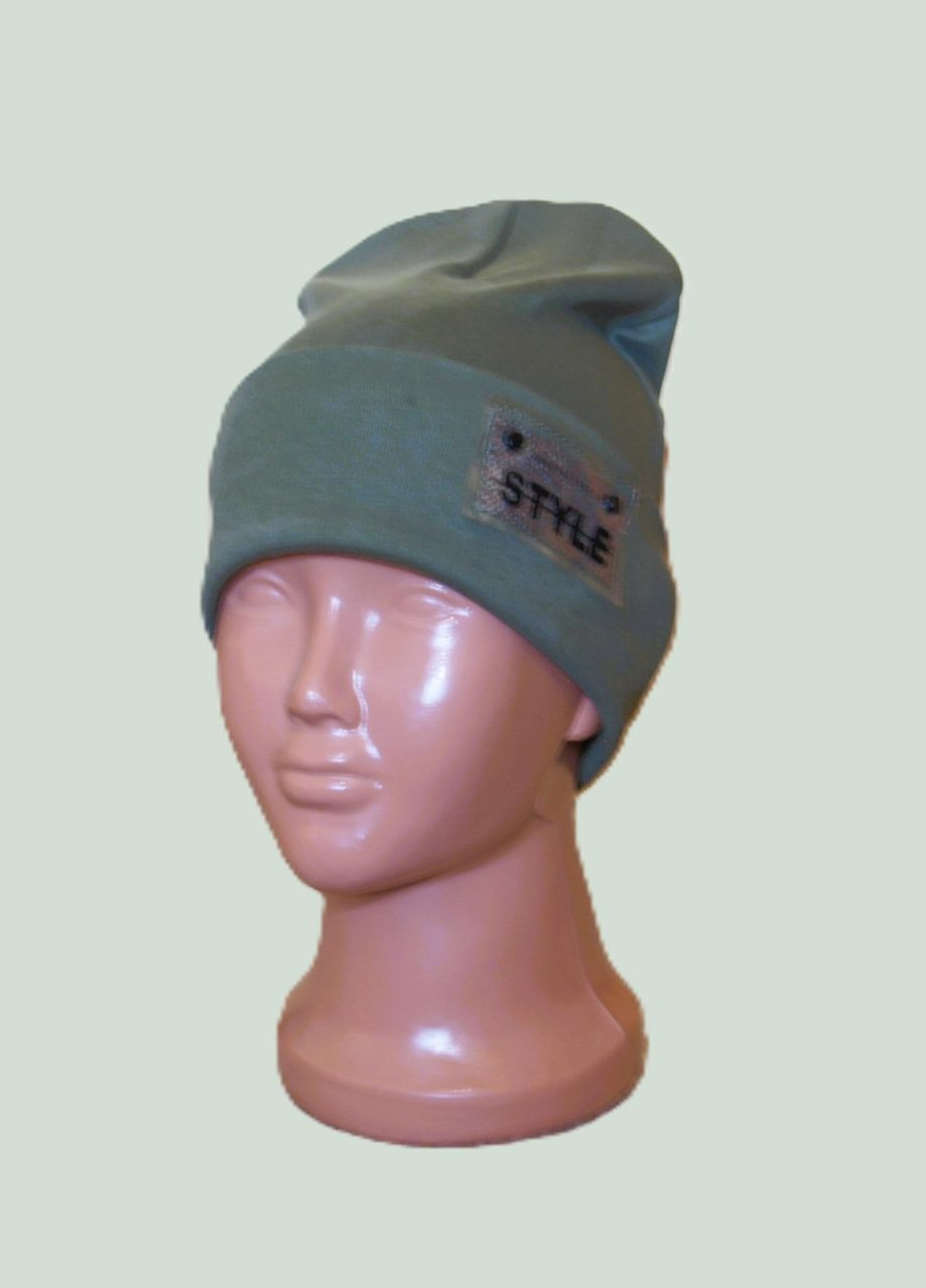 Шапка детская 5-12 лет 52 двойная с эмблемой Style хлопок весна Handmade (326835291)