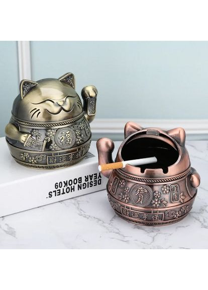 Настільна креативна оригінальна металева попільничка у формі Щасливого Кота No Brand (292260646)
