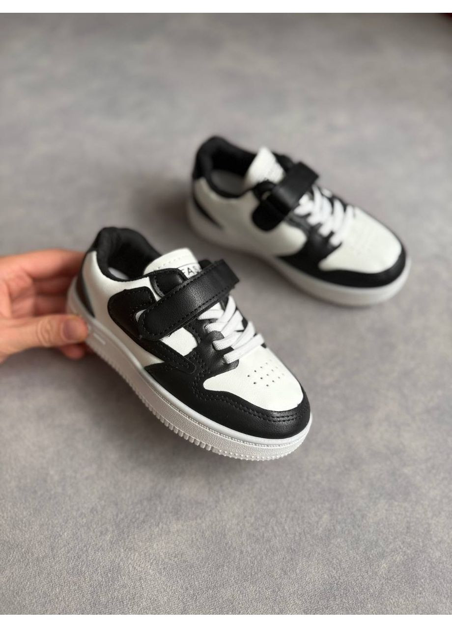 Черно-белые легкие кеды на липучках No Brand