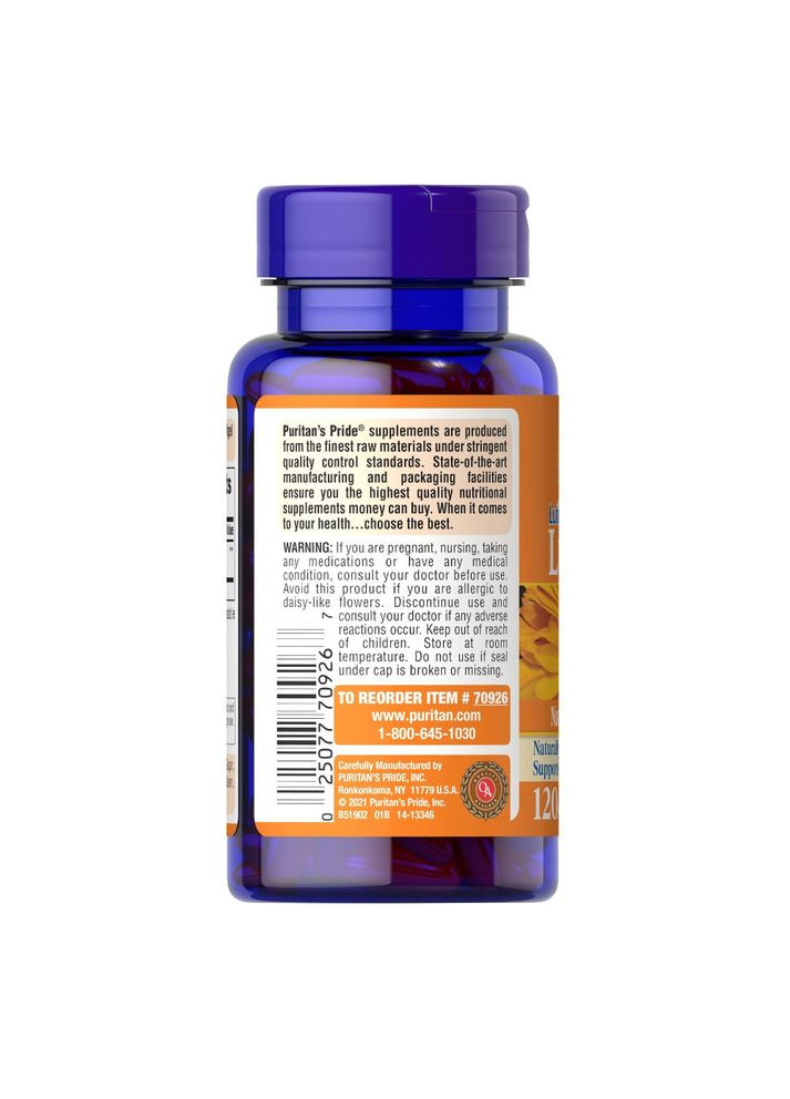 Натуральная добавка Puritan's Pride Lutein 40 mg with Zeaxanthin, 120 капсул Puritans Pride (334708025)