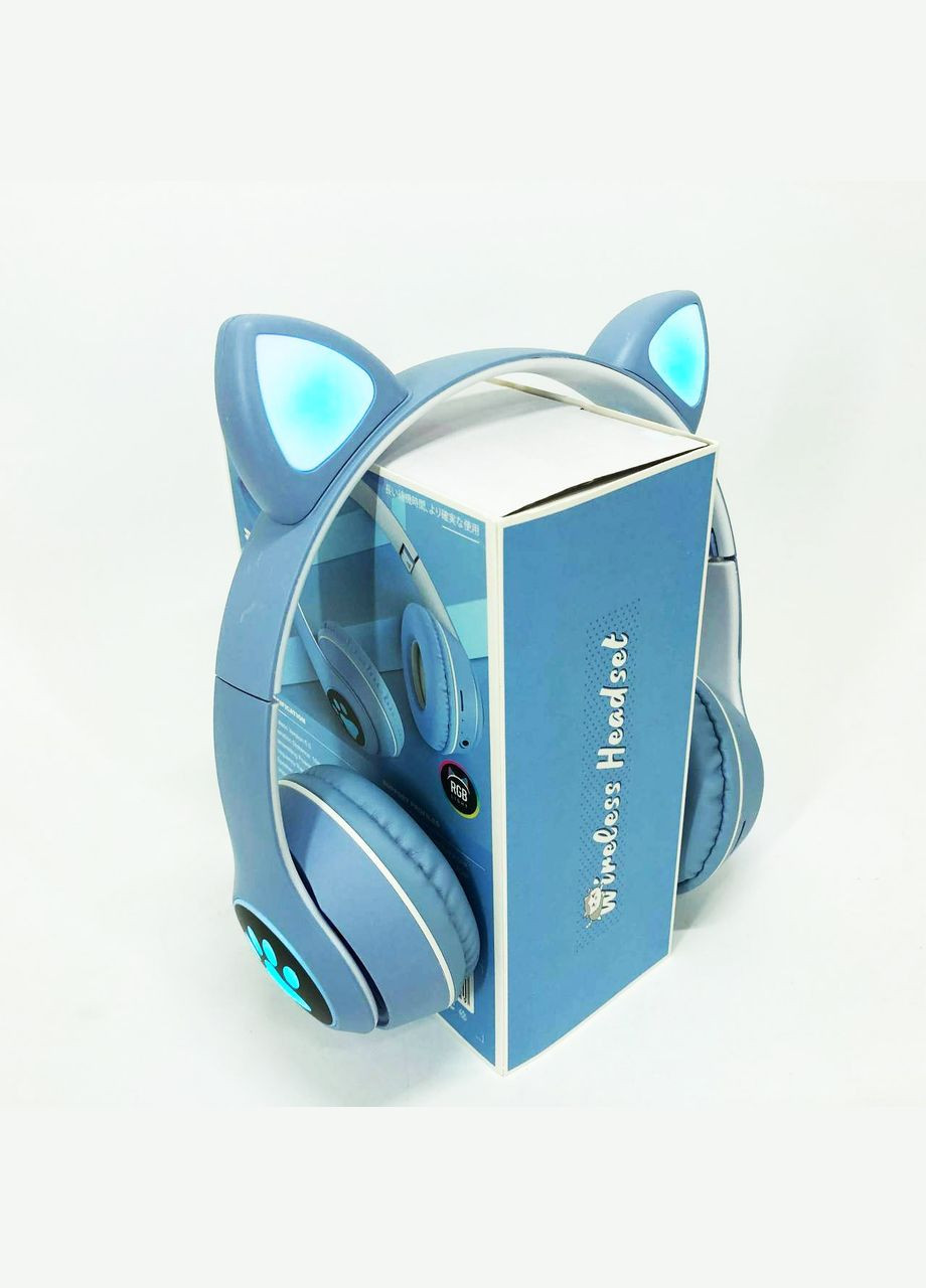 Бездротові навушники з котячими вушками та RGB підсвічуванням Cat VZV 23M. Колір: блакитний No Brand (357345845)