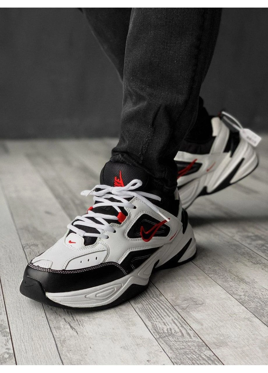 Белые летние кроссовки nike m2k tekno black white red logo найк м2к текно No Brand
