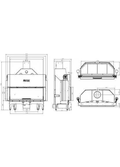 Каминная топка ALBERO AL120X43G.H-DI Стекло декор+дополнительное внутреннее стекло Hitze (370385000)