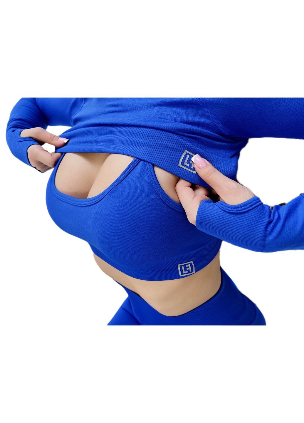 Костюм для фітнесу жіночий 3 в 1 лосини пуш ап майка та топ LILAFIT (283295310)