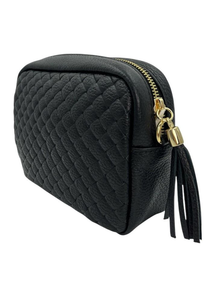 Сумка чорна маленька кросбоді жіноча шкіряна (Д/Ш/В) 19/6/15(см) Felicita (365815616)