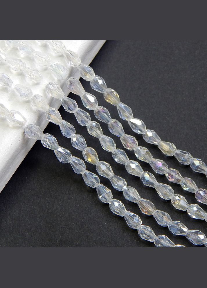 Бусины хрустальные Капля, 6х4 мм, прозрачные АВ, 68 шт No Brand (340484222)