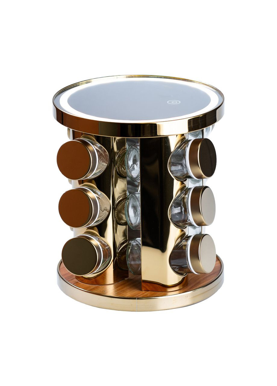 Набір баночок для спецій 12 баночок по 100 мл на підставці з дзеркалом та LED-підсвіткою TS Kitchen (323160084)