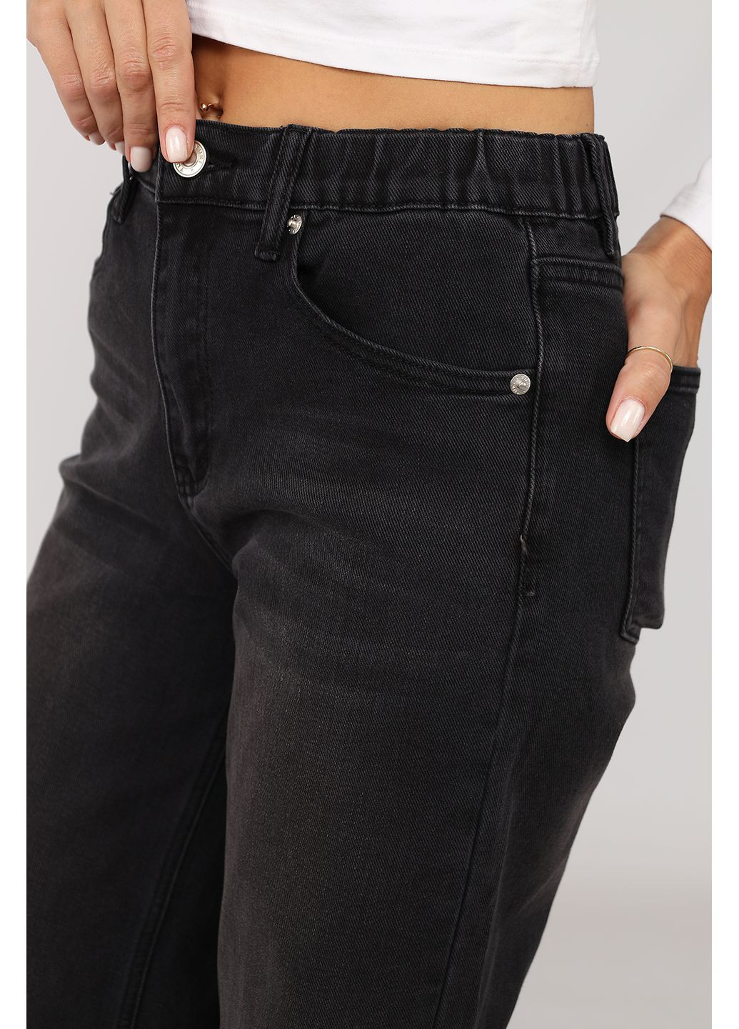 Джинсы wide leg женские цвет черный CB-00279677 Yuki - (361305661)