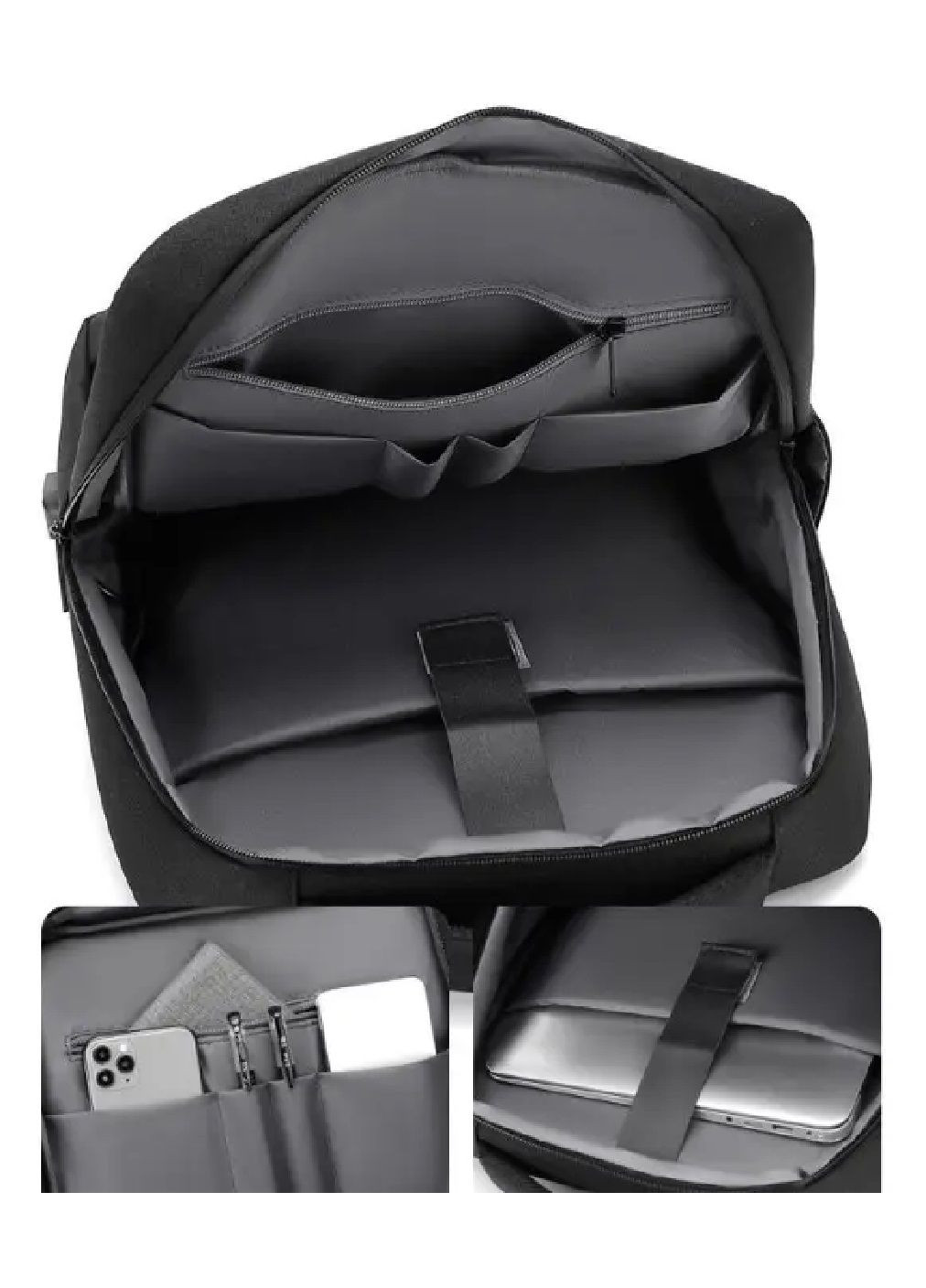 Рюкзак повсякденний міський з відділенням для ноутбука виходом для USB-проводу оксфорд 43х32х12 см 16 л (477563-Prob) Чорний Unbranded (298112421)