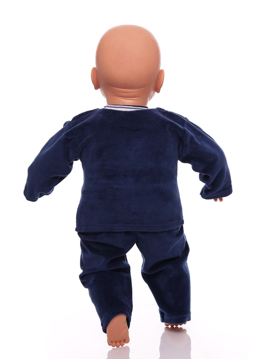 Синій зимній костюм з довгим рукавом для хлопчика велюровий з ведмедиками синій 74 см (26673) BABYKROHA