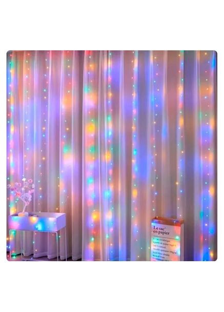 Світлодіодна гірлянда штора на вікно новорічна гірлянда на штори, Мультиколор, 3 на 3 м (3х3), 300 LED + Пульт, LED LIGHT No Brand (306621179)