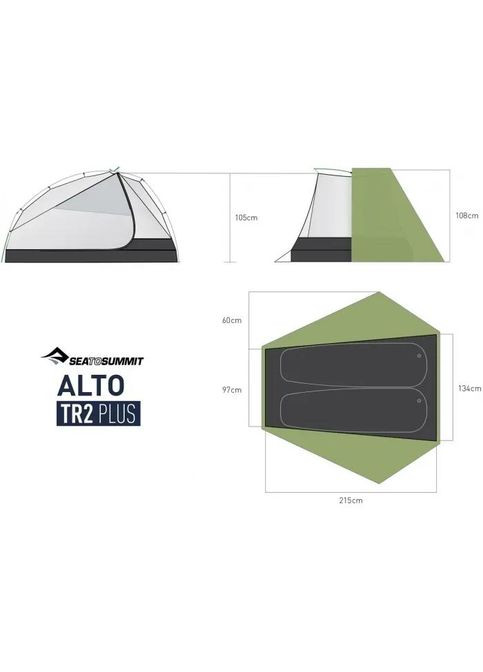 Намет двомісний Alto TR2 Plus, Fabric Inner, Sil/PeU Fly, NFR, Green Sea To Summit (334671277)