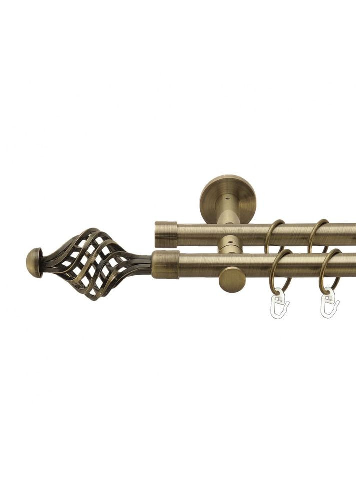 Карниз Арезо металлический двухрядный реверсивний гладкая труба Антик 19\19 мм 200 см (00-00013313) ORVIT (300278756)