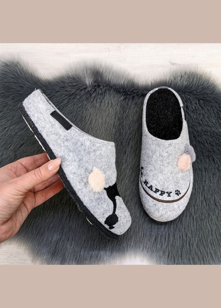 Серые тапочки женские комнатные фетровые для ламината Белста