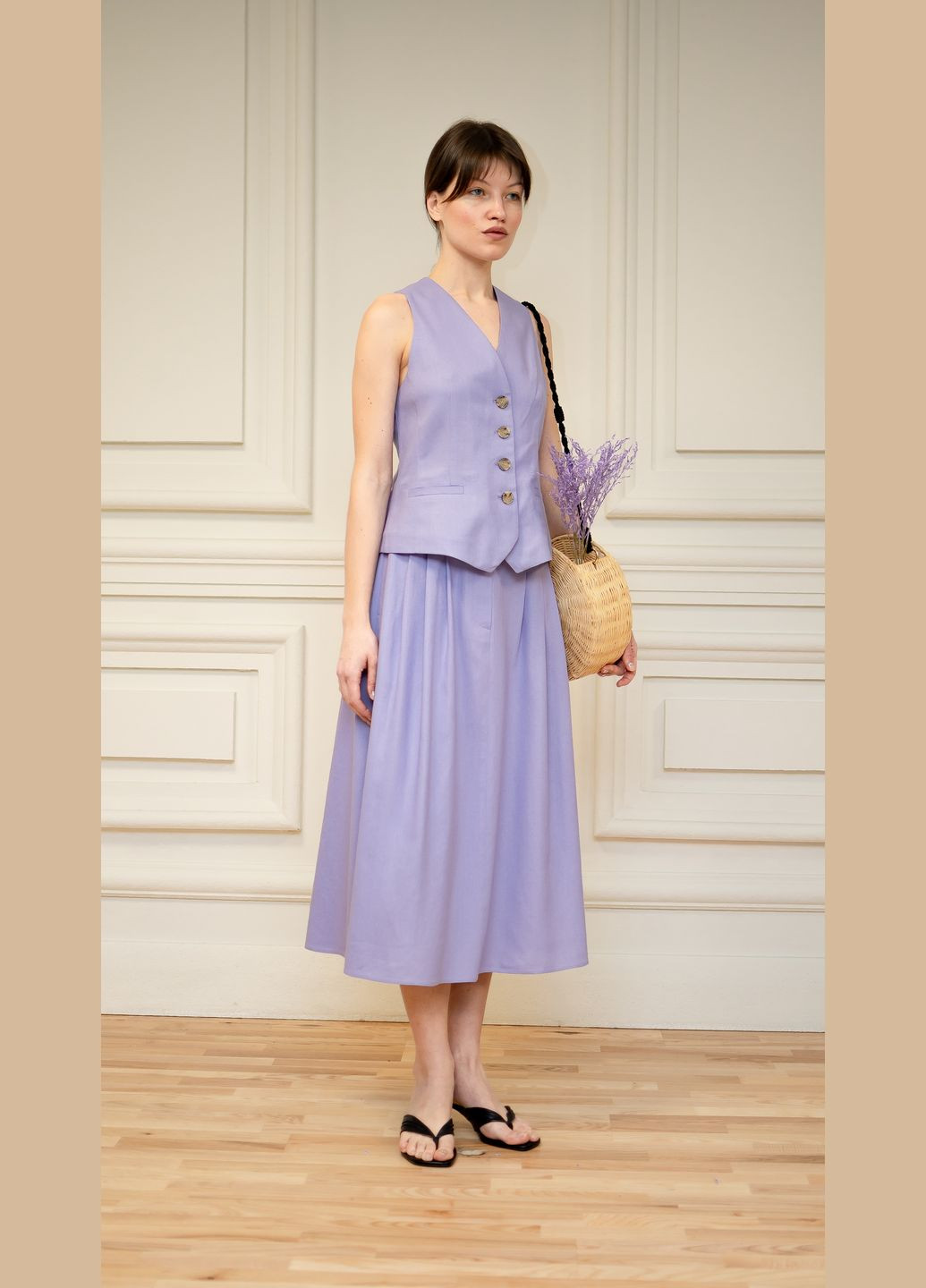 ЛАВАНДОВАЯ ЖИЛЕТКА ИЗ ЛЕНА ФЕРРИ Dolcedonna (338182353)