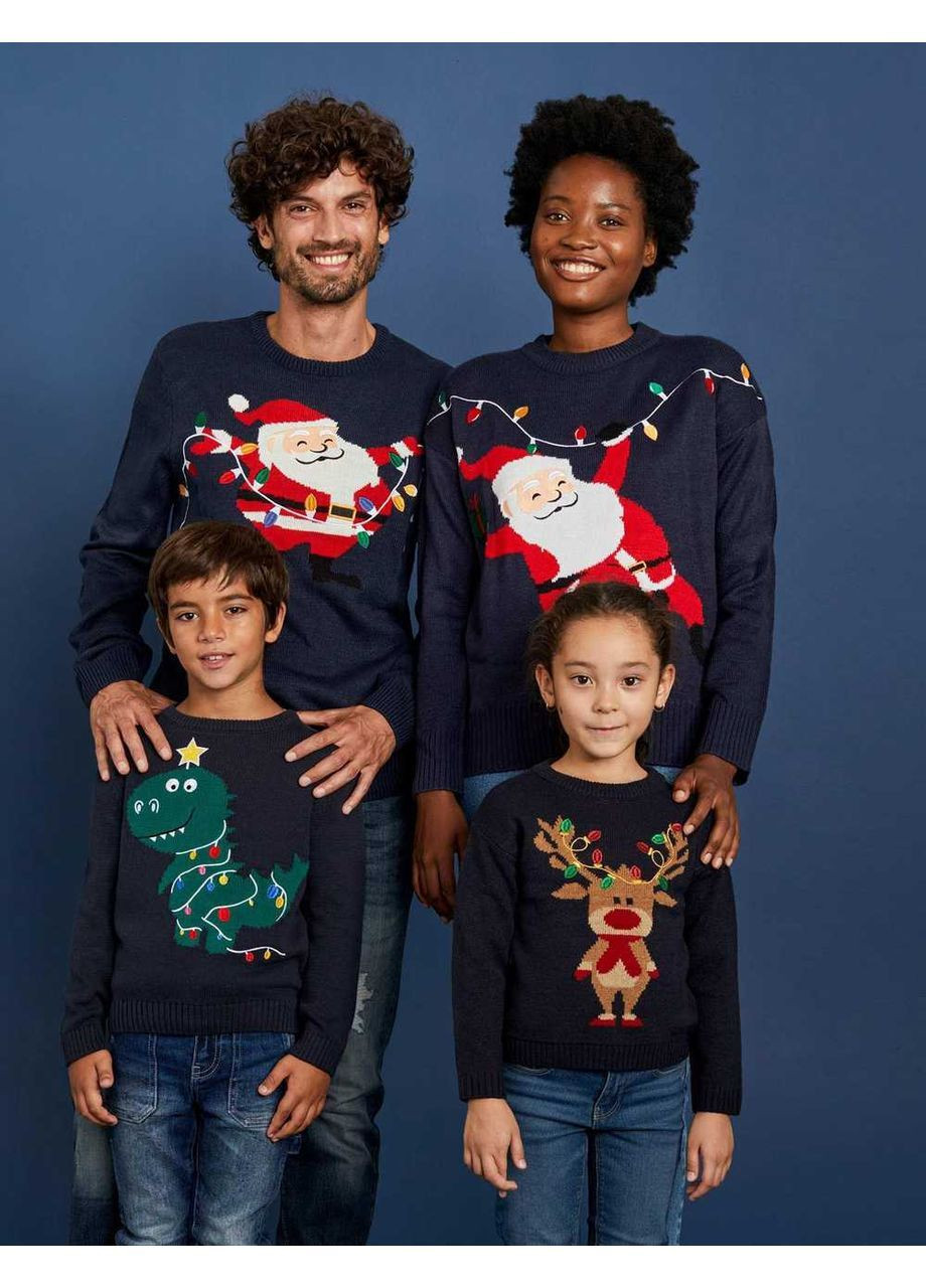 Темно-синій джемпер зима,темно-синій з принтом, Kiabi