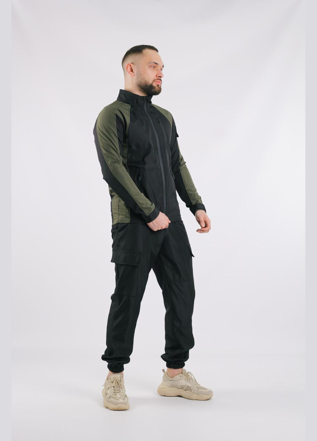 Оливковый (хаки) демисезонный мужской костюм No Brand