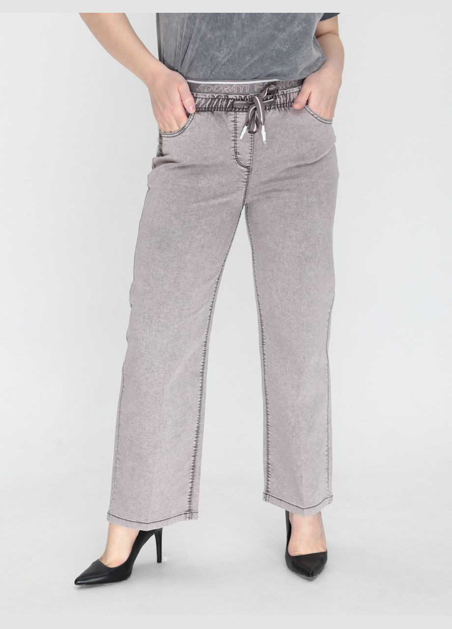 Джинси жіночі коричнево-рожеві тонкі прямі пояс на резинці Палаццо Adorati - (322999524)