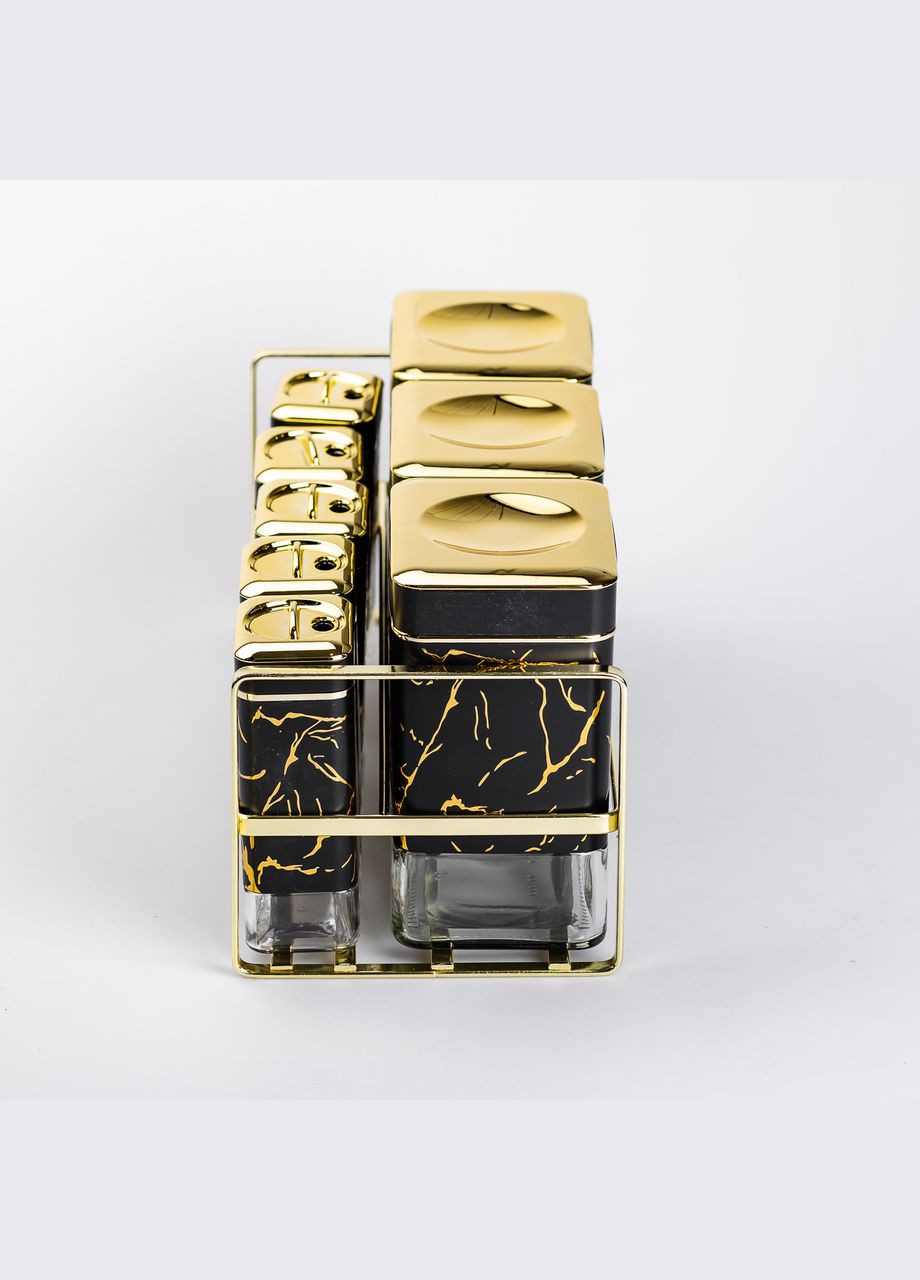 Набір ємностей для зберігання 8 штук по 650/150 мл на металевій підставці, чорний Yiwu (325686414)