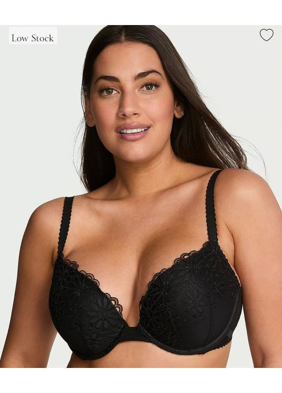 Чорний бюстгальтер чорний з пуш-ап 75b 🎀 Victoria's Secret з кісточками поліестер