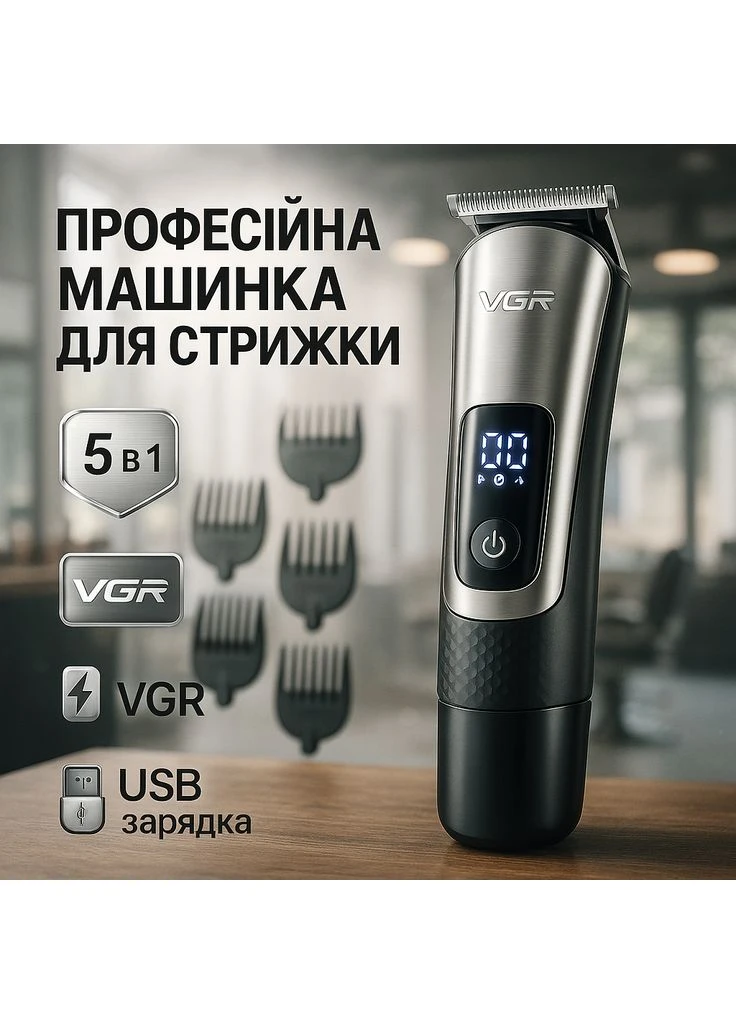Машинка для стрижки посіченого волосся 5 в 1 V-111, Машинка для окантовки акумуляторна IA-28 VGR (396100553)