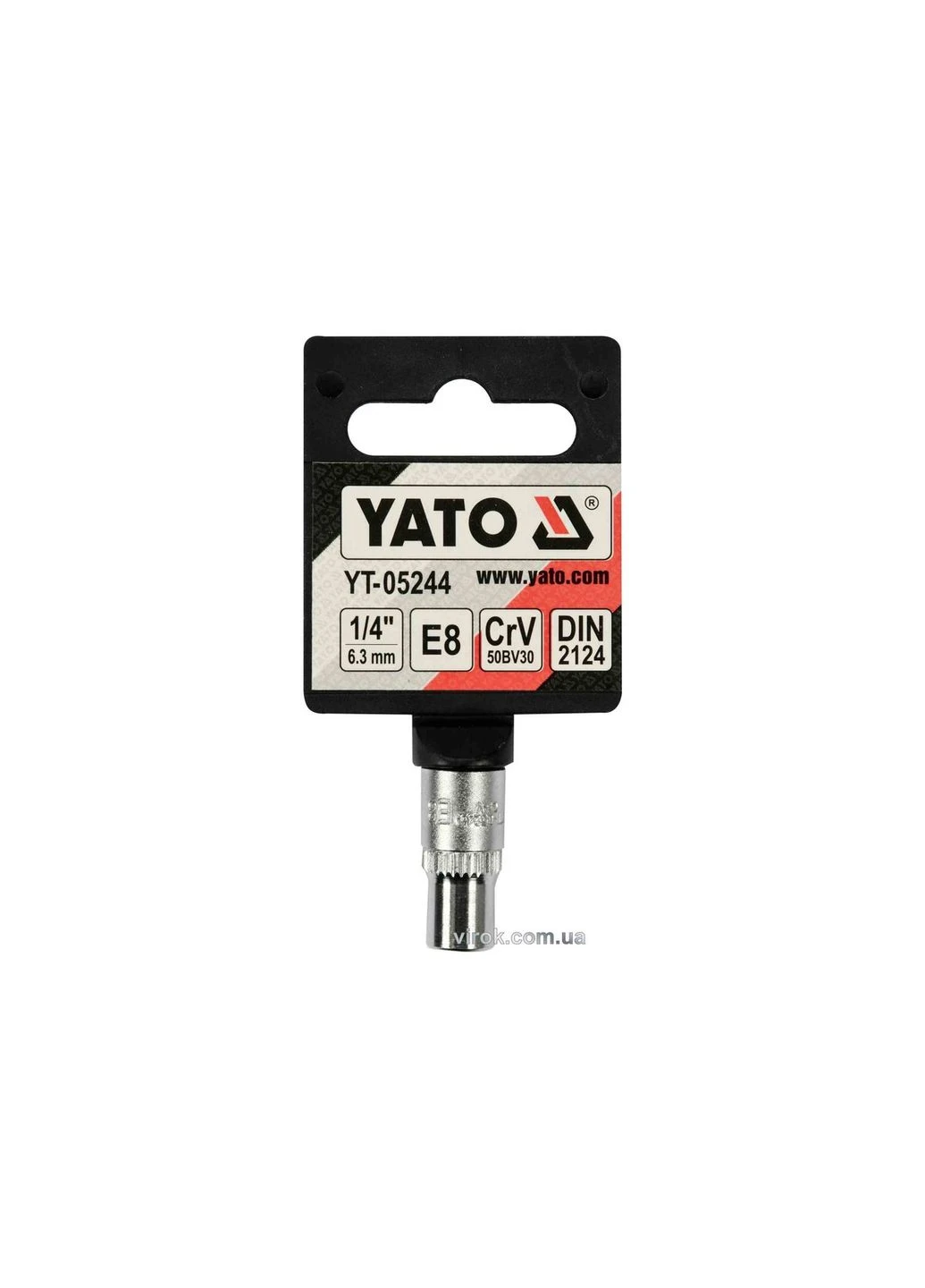 Головка торцева : TORX E8, квадрат 1/2", CrV, DIN 2124 [Блістер] [6/360] YATO (392892503)
